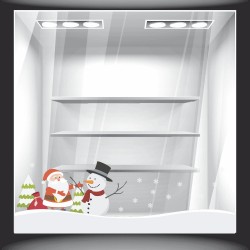 Χριστουγεννιάτικο Αυτοκόλλητο - Άγιος Βασίλης & Χιονάνθρωπος