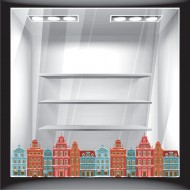 Χριστουγεννιάτικο Αυτοκόλλητο - Σπιτάκια Μπορντούρα (Φάσα)