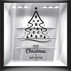 Χριστουγεννιάτικο Αυτοκόλλητο - Έλατο με Στολίδια