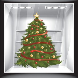 Χριστουγεννιάτικο Αυτοκόλλητο - Έλατο με Στολίδια 2