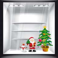 Χριστουγεννιάτικο Αυτοκόλλητο - Άγιος Βασίλης, Χιονάνθρωπος και Έλατο