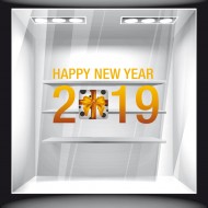 Χριστουγεννιάτικο Αυτοκόλλητο - Happy New Year 2019